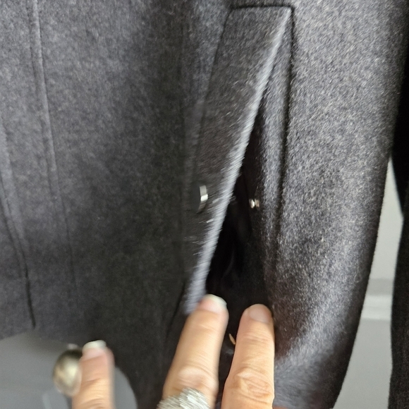 London Fog Wool Blend Coat Trench Zipper Hood Medium Grey Large - Picture 5 of 11